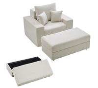 VEVOR Sofá Cama Modular para Yoga y Masajes, Convertible en Sillón, con Almacenaje, con Cojines y Bolsillo Lateral, para Salón y Dormitorio, Diseño Ergonómico, Color Beige, 1115 x 1490 x 740 mm