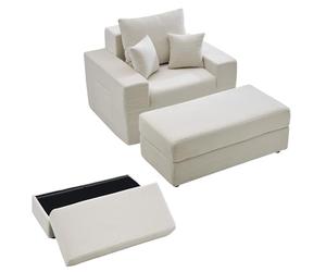 VEVOR Sofá Cama Modular para Yoga y Masajes, Convertible en Sillón, con Almacenaje, con Cojines y Bolsillo Lateral, para Salón y Dormitorio, Diseño Ergonómico, Color Beige, 1115 x 1490 x 740 mm