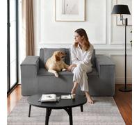 VEVOR Sofá de Pana Cómodo 2 Plazas 160 x 94 x 72 cm Sofá Moderno Pequeño con Muelles Embolsados y Cojines Suaves para Sala de Estar, Dormitorio, Oficina, Apartamento, No Requiere Montaje, Gris