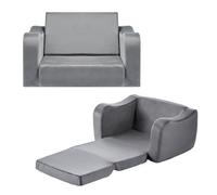 VEVOR Sofá Infantil 2 en 1, Convertible en Tumbona, Sofá Cama Plegable y Suave de Esponja 28D y Pelo Corto con Reposabrazos, Ideal para Jugar o Descansar Cómodamente para Niños, Talla M, Gris