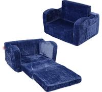 VEVOR Sofá infantil 2 en 1, convertible en tumbona, sofá infantil extensible, sillón infantil con reposabrazos, cama para niños pequeños, sofá infantil plegable para juegos, color azul, 104 x 58 x 32