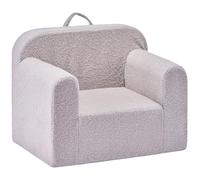 VEVOR Sofá Infantil, Sofá Infantil Móvil y Lavable de 59 x 43 x 46 cm de Esponja 28D y Peluche con Reposabrazos y Asa para Sala de Juegos, Dormitorio y Sala de Estar, Ideal para Niños, Color Gris