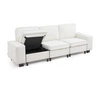 VEVOR Sofá Modular de 3 Plazas, con Espacio de Almacenamiento Inferior, Moderno Sofá Nube 813 x 2540 x 910 mm con Bolsillos Laterales y Estructura de Metal, para Salón, Apartamento y Oficina, Blanco