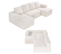 VEVOR Sofá Modular Seccional en Forma de U 2560 x 1260 x 570 mm, Sofá Seccional Nube con Esponja de Alto Rebote y Densidad, Sofá de Pana Tapizado con Cojín para Sala de Estar, Apartamento, Beige