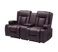 VEVOR Sofá Reclinable de 2 Plazas, con Consola Central, Piel Sintética, Puertos USB, Portavasos y Compartimentos, para Dormitorio, Sala de Estar y Oficina, Color Marrón, 160,1 x 166,5 x 82 cm