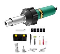VEVOR Soldador de Aire Caliente para Plástico 1600 W, Kit de Soldadura para Techos de Plástico con 11 Accesorios: Caja de Herramientas, Boquilla, Rodillo, Cuchillas para PP/PE/PVC, 330 x 95 x 56 mm