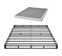 VEVOR Somier de 201 x 151 x 10,2 cm, Estructura de Metal Resistente, Base de Cama Capacidad Máxima de 1587,57 kg con Tela Lavable, 4 Esquinas Redondeados, para Hogar, Hoteles, Casas de Huéspedes