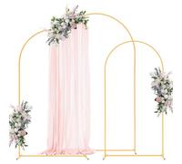 VEVOR Soporte de Arco para Fondo 3 Piezas de 2,4/2,2/2 m, Estructura Estable, Soporte de Arco de Metal Dorado para Decoración de Bodas, Fiestas de Cumpleaños, Graduaciones, Celebraciones, Ceremonias