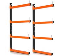 VEVOR Soporte de Pared para Madera 50 kg Estantería Plegable de 4 Niveles | para Tuberías Objetos Largos Garajes y Talleres, 410 mm de Profundidad, Pasadores de Bloqueo y Kit de Montaje, 2 Piezas
