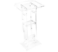 VEVOR Soporte de Podio de Acrílico Altura de 109 cm Atril de Pie Portátil con Asas, Superficie de Lectura 60 x 75 cm, Estante de Almacenamiento para Aulas, Bodas, Conferencias, Discursos, Conciertos
