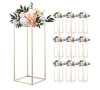 VEVOR Soporte Floral para Bodas, 10 uds, Laminado Acrílico, Estante Rectangular Dorado Francés para Exhibición de Flores en Fiestas, Cumpleaños y Hogar, Estilo Clásico y Elegante, 250 x 250 x 600 mm