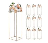 VEVOR Soporte Floral para Bodas, de Acero SPCC, 10 Piezas, con Laminado Metálico, Estante Rectangular Dorado Francés para Exhibición de Flores en Bodas, Fiestas, Cumpleaños y Hogar, 280 x 280 x 800 mm