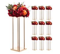VEVOR Soporte Floral para Bodas, en Forma de Columna, con Laminado Metálico, Ideal para Bodas, Fiestas, Cumpleaños y el Hogar, Soportes Dorados Francés para Centros de Mesa, 200 x 200 x 600 mm, 10 uds