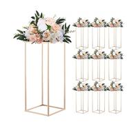 VEVOR Soporte Floral para Bodas, Taburetes Rectangulares Dorados Francés para Plantas, Soporta hasta 15 kg, Ideales para Bodas, Fiestas, Cumpleaños y Decoración de Mesas, 250 x 250 x 600 mm, 10 Piezas