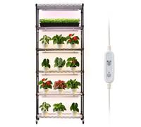 VEVOR Soporte para Plantas con Luz de Cultivo 6 Niveles 180 cm 150 W, Estante para Plantas con Ruedas, Temporizador de 4/9/14 H, 3 Modos de Iluminación, para Crecimiento de Planta, 750x350x1800 mm