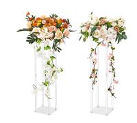 VEVOR Soportes para Flores de Boda 2 Piezas Estante de Flores de Boda 80 cm Jarrón Geométrico Laminado Acrílico Soporte de Exhibición Floral para Recepción de Eventos, Decoración de Fiestas Bodas