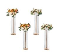 VEVOR Soportes para Flores de Boda 4 Piezas Estante de Flores de Boda Alto de 90 cm Soporte de Exhibición Floral de Metal Cristal para Eventos de Recepción, Decoración del Hogar, Hotel, Fiestas, Bodas