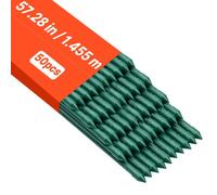 VEVOR Soportes para Plantas, ⌀ 11x1455 mm, Tutores de Metal Recubiertos de Plástico, con Extremo Puntiagudo y Topes Antideslizantes para el Cultivo de Plantas Trepadoras y Hortalizas, 50 uds