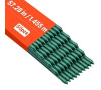 VEVOR Soportes para Plantas, ⌀ 11x1455 mm, Tutores de Metal Recubiertos de Plástico, con Extremo Puntiagudo y Topes Antideslizantes para el Cultivo de Plantas Trepadoras y Hortalizas, 50 uds