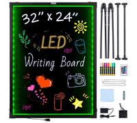 VEVOR Tablero de escritura de mensajes LED, pizarra iluminada borrable de 32 x 24 pulgadas, tablero de letrero de menú con efecto neón, tablero de dibujo con 8 marcadores de tiza fluorescentes y contr