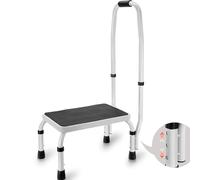 VEVOR Taburete de 1 escalón, capacidad de 330 libras, 3 alturas ajustables con asa, escalera de acero, taburetes portátiles para adultos, escaleras antideslizantes y resistentes para oficina