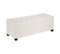 VEVOR Taburete de Almacenaje Rectangular, de Lino, Banco Tapizado Plegable con Estructura de Metal, Otomana para Salón o Dormitorio, 1100 x 400 x 400 mm, Color Beige. Capacidad de Carga 299,37 kg