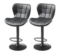 VEVOR Taburete de Bar Modernos de Piel Sintética con Altura de Mostrador, con Respaldo y Reposapiés, Altura Ajustable, para Cocina y Comedor, Carga 149,7 kg, Negro, 470 x 535 x 890/1100 mm, 2 uds
