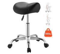 VEVOR, taburete de sillín de 226,8 kg, taburete con ruedas, altura ajustable, silla de oficina con asiento ergonómico de cuero sintético (PU), giratoria 360°, ideal para salones de belleza, spas, bare