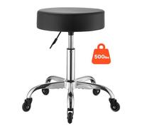 VEVOR Taburete Giratorio de Trabajo, Taburete con Ruedas, Capacidad de Carga de 226,8 kg, Altura Ajustable de 55-71 cm, Giro 360°, Asiento Ergonómico Acolchado, para Oficina Estudio Clínica Hogar