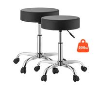 VEVOR Taburete Giratorio de Trabajo, Taburete con Ruedas, Paquete de 2 Unidades, Capacidad de Carga de 226,8 kg, Altura Ajustable, Asiento Ergonómico Acolchado y Tapizado, para Oficina Peluquería