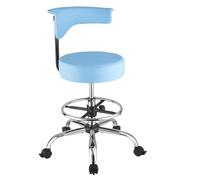 VEVOR Taburete Giratorio de Trabajo, Taburete con Ruedas Respaldo y Reposapiés, Altura Ajustable de 54-70 cm, Soporta 226,8 kg, Asiento Ergonómico Acolchado y Tapizado, para Oficina Clínica, Azul