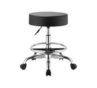 VEVOR Taburete Giratorio de Trabajo, Taburete con Ruedas y Reposapiés, Capacidad de Carga de 226,8 kg, Altura Ajustable, Asiento Ergonómico Acolchado y Tapizado, para Oficina Clínica Peluquería, Negro