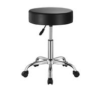VEVOR Taburete Redondo Giratoria de Altura Ajustable de 55-71 cm, Carga de 204 kg, Taburete de Trabajo, Taburete Redondo Giratoria Ergonómica de Cuero de PU para Salón Spa Clínica de Masaje, Negro