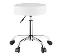 VEVOR Taburete Redondo Giratoria de Altura Ajustable de 55-71 cm, Carga de 204 kg, Taburete de Trabajo, Taburete Redondo Giratoria Ergonómica de Cuero de PU para Salón Spa Clínica de Masaje, Blanco