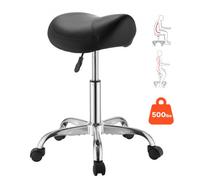 VEVOR Taburete Tipo Silla de Montar, Taburete de Trabajo con Ruedas, Capacidad de Carga 226,8 kg, Altura Ajustable, Giro 360°, Asiento Ergonómico Tapizado, Silla de Estética para Oficina Peluquería
