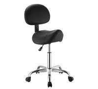 VEVOR Taburete Tipo Silla de Montar, Taburete Giratorio con Ruedas y Respaldo, Altura Ajustable de 53-69 cm, Capacidad de Carga 226,8 kg, Asiento Ergonómico, Silla para Oficina Estudio Clínica, Negro