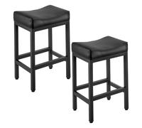 VEVOR Taburetes de Bar Rectangular de Piel Sintética, con Asiento Acolchado y Patas de Metal, Capacidad Carga 136,1 kg, para Comedor, Bar, Mostrador, Cafetería, Negro, 450 x 340 x 645 mm, 2 uds