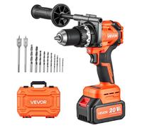 VEVOR Taladro atornillador inalámbrico de 20 V, con mandril de 12,7 mm, 24000 golpes por minuto, 550 RPM/2200 RPM, ideal para perforar madera y metal, así como para atornillar. Incluye batería de ione