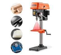 VEVOR Taladro de Columna 400W 254mm Taladradora de Columna Velocidad Variable 440-2600 RPM con Pantalla Digital X-Laser LED, Mesa Inclinable 45° para Carpintería Metalistería Taller Hogar Madera Metal