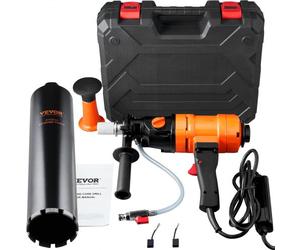 VEVOR Taladro de Diamante Diámetro de 8-10,2 cm Taladro de Mano para Hormigón Profundidad de 400mm Broca Diamantada 1500W 1100/2400 rpm con Extractor de Núcleos y Nivel Construcción de Hormigón Armado