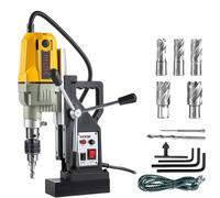 VEVOR Taladro magnético de 1100 W, máquina taladradora magnética de 12000 N, taladro eléctrico para perforación de núcleos, taladro industrial de 580 RPM con 7 brocas, profundidad máxima de 55 mm, par