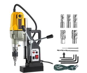 VEVOR Taladro magnético de 1100 W, máquina taladradora magnética de 12000 N, taladro eléctrico para perforación de núcleos, taladro industrial de 580 RPM con 7 brocas, profundidad máxima de 55 mm, par