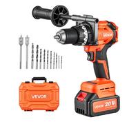 VEVOR Taladro Percutor a Batería 20 V 4000 mAh 24000 BPM Taladro de Impacto | Herramienta para Atornillar Taladrar, Portabrocas Metálico de 12,7 mm, sin Escobillas, con Cargador, Kit de Brocas, Estuche