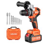 VEVOR Taladro Percutor Inalámbrico 20 V 26000 BPM Taladro Atornillador | para Madera Metal Tornillos, Batería 4000 mAh, Portabrocas Metálico de 12,7 mm, sin Escobillas, con Kit de Brocas y Estuche