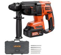 VEVOR: Taladro percutor inalámbrico de 20V, taladro de 28 mm con batería de iones de litio, kit eléctrico ligero SDS-Plus con batería, cargador y maletín de transporte, 4 funciones, 1200 RPM, 5300 gol