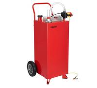 VEVOR Tanque de Combustible, Tanque Portátil 136,38 L Caudal Máximo de 32 L/min con Bomba Eléctrica, 2 Ruedas y 3 m Manguera Contenedor de Gasolina y Diésel para Autos, Cortacéspedes, Botes, Rojo