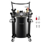 VEVOR Tanque de Presión, Capacidad de 20 Litros, con 2 Conectores UE/AU para Proyectos de Bricolaje y Creación de Arte, Contenedor de Tinta de Gran Diámetro y Cuatro Ruedas, 390 x 340 x 580 mm, Negro