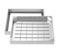 VEVOR Tapa de Alcantarilla Empotrada con Marco de Aleación de Aluminio, Tapa de Cisterna Cuadrada 50 x 50 cm, Cubierta de Inspección de Canal de Drenaje Integrada para Pavimentos, Jardines, Patios