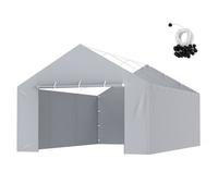 VEVOR Tela de Repuesto para Toldo de Cochera 6,1 x 4 m Lona de Garaje para Pared Lateral Impermeable con Protección UV Elásticos de Bola Fácil Instalación, Gris (Parte Superior y Marco No Incluidos)