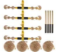 VEVOR Tensor de Cadena de Amarre Trinquete de Cadena 0,8-0,9 cm 4 Piezas Carga de 3220 kg Carpeta de Carga con Trinquete Mango Antideslizante para Asegurar Cargas, Transporte, Remolques de Camión